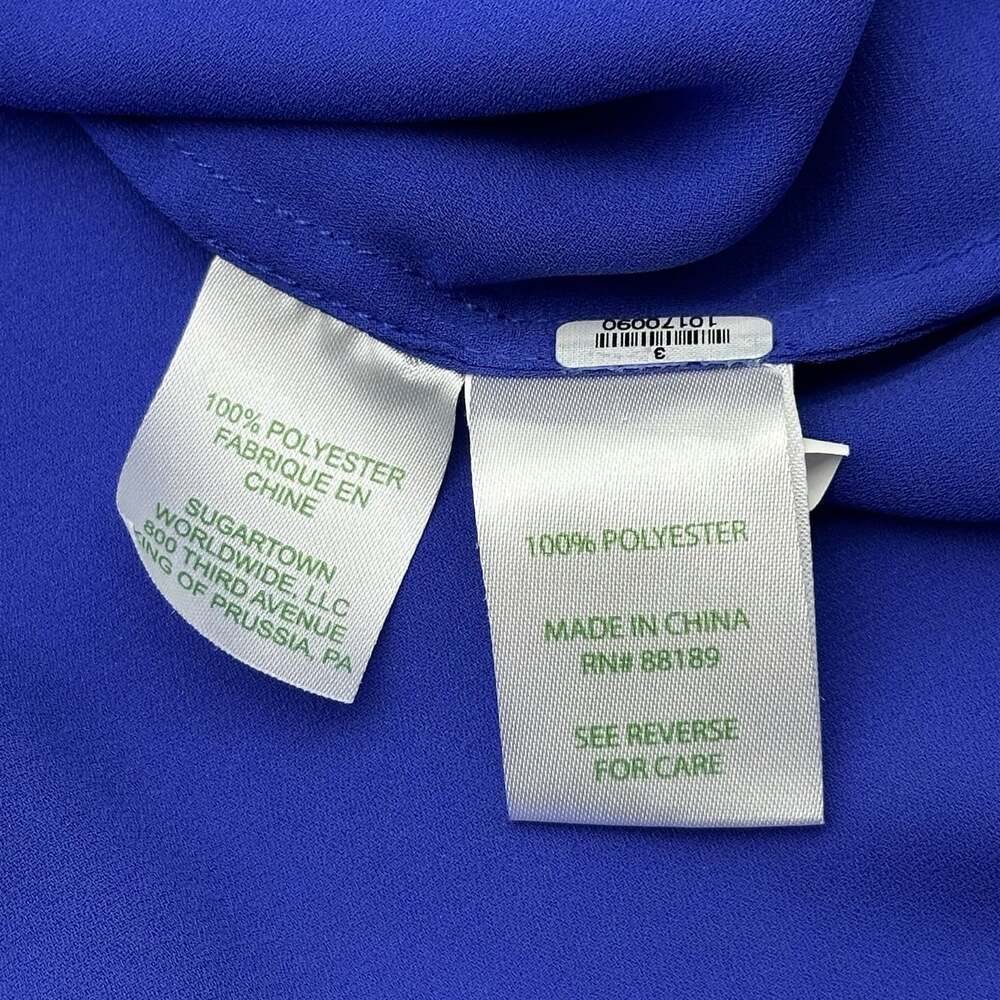 Lilly Pulitzer Anela Size XXS Royal Blue Chiffon Long Sleeve Button Up Blouse - Picture 6 of 10